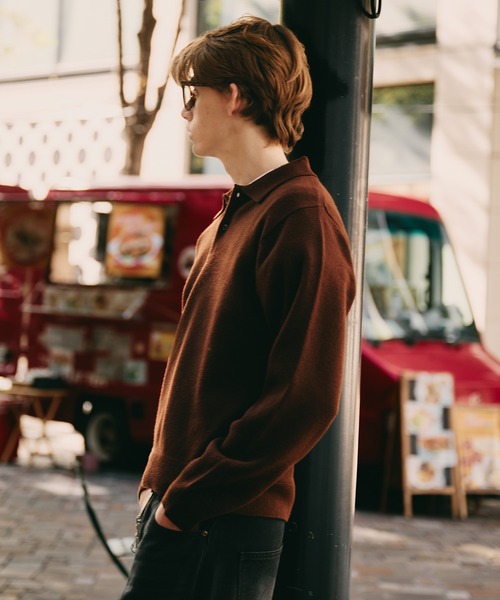 Regen Glanz（レーゲングランツ）の「sweat like simple polo knit / スウェットライクシンプルポロニット（ニット/セーター・メンズ・ブラウン系その他/グレー/ワインレッド・MEDIUM/SMALL/LARGE）」の11枚目の写真