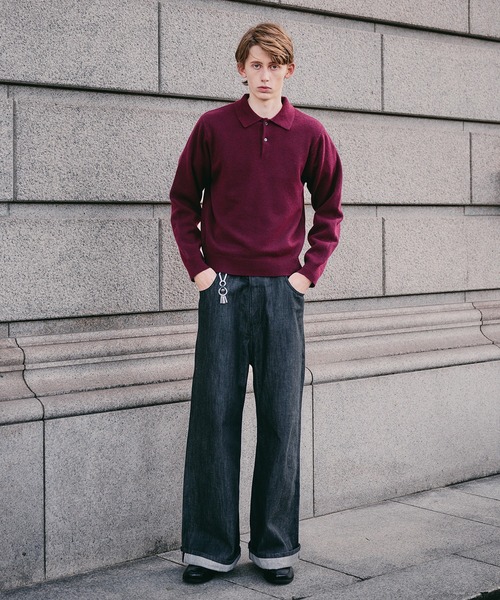 Regen Glanz（レーゲングランツ）の「sweat like simple polo knit / スウェットライクシンプルポロニット（ニット/セーター・メンズ・ブラウン系その他/グレー/ワインレッド・MEDIUM/SMALL/LARGE）」の20枚目の写真