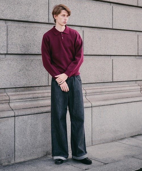 Regen Glanz（レーゲングランツ）の「sweat like simple polo knit / スウェットライクシンプルポロニット（ニット/セーター・メンズ・ブラウン系その他/グレー/ワインレッド・MEDIUM/SMALL/LARGE）」の21枚目の写真