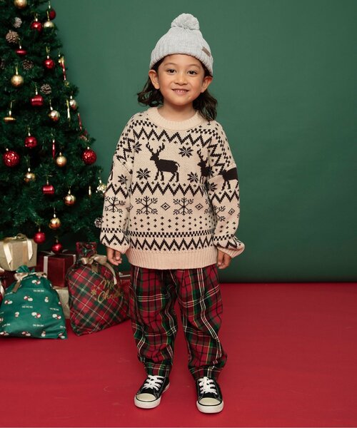 BREEZE（ブリーズ）の「【洗える/リンク】総柄バリエーションニット_ジュニア対応（ニット/セーター・キッズ・キナリ/ミント/ネイビー/キャメル/ブラック・90/100/120/140）」の13枚目の写真