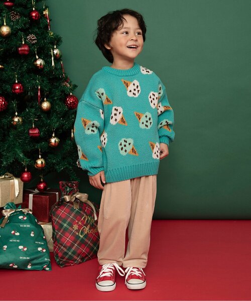 BREEZE（ブリーズ）の「【洗える/リンク】総柄バリエーションニット_ジュニア対応（ニット/セーター・キッズ・キナリ/ミント/ネイビー/キャメル/ブラック・90/100/120/140）」の17枚目の写真