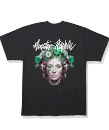 サイバーフラワーミックスグリーンTシャツブラック