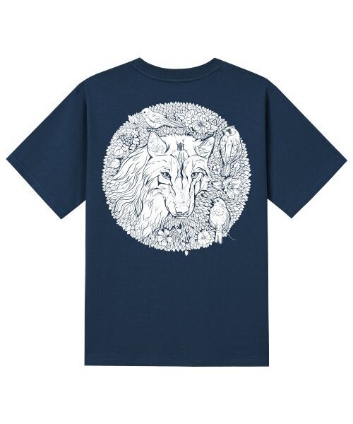 KAN6312(カン6312)の「KTN0140 ホワイトウルフ 半袖Tシャツ - ネイビー(Tシャツ/カットソー・メンズ・その他・SMALL/MEDIUM/LARGE/X-LARGE)」の1枚目の写真