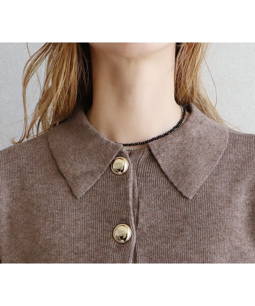 reca（レカ）の「襟付き金ボタンニット（ニット/セーター・レディース・グレー/ブラック/ブラウン・M）」の8枚目の写真
