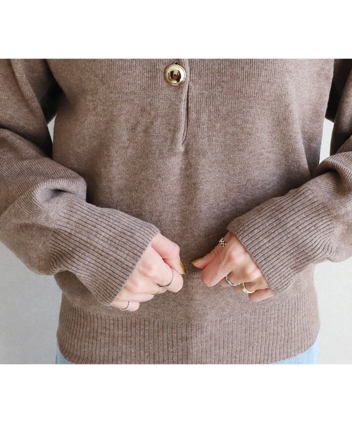 reca（レカ）の「襟付き金ボタンニット（ニット/セーター・レディース・グレー/ブラック/ブラウン・M）」の9枚目の写真