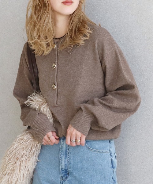 reca（レカ）の「襟付き金ボタンニット（ニット/セーター・レディース・グレー/ブラック/ブラウン・M）」の14枚目の写真