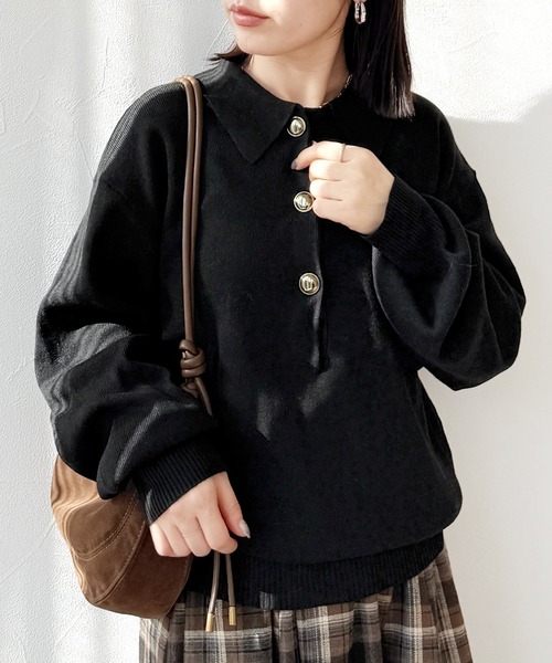 reca（レカ）の「襟付き金ボタンニット（ニット/セーター・レディース・グレー/ブラック/ブラウン・M）」の20枚目の写真