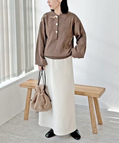 reca（レカ）の「襟付き金ボタンニット（ニット/セーター・レディース・グレー/ブラック/ブラウン・M）」の18枚目の写真