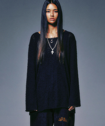 U-NECK SHEER KNIT BLACK