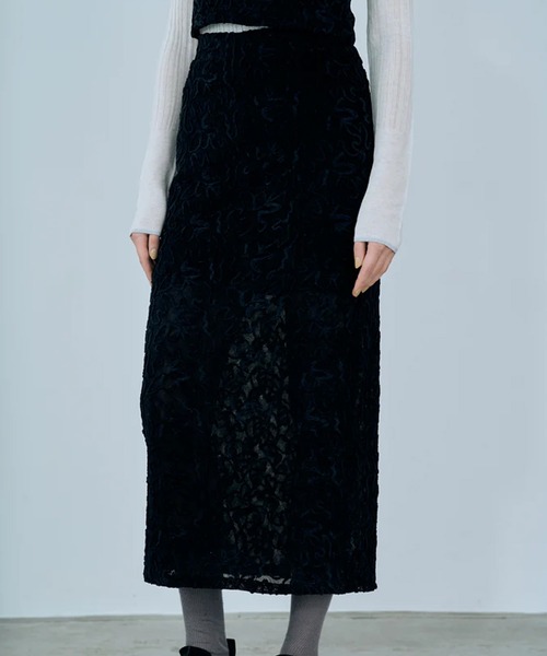 merrylatte(メリーラテ)の「cord velour skirt(スカート・レディース・ブラック・FREE)」の1枚目の写真