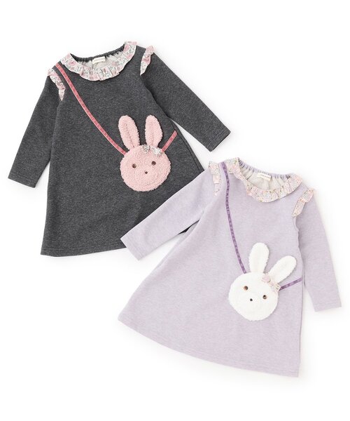 sense of wonder（センスオブワンダー）の「ラメ裏毛ウサギポシェットワンピース（ワンピース・キッズ・ラベンダー/チャコール・90cm/80ｃｍ/110cm/120cm/100cm）」の4枚目の写真