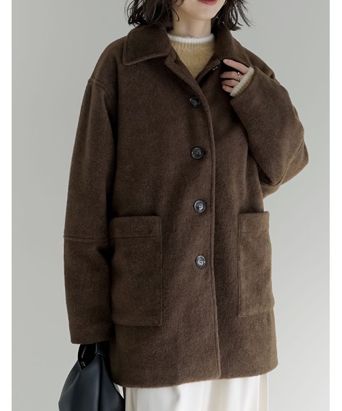 Re:EDIT（リエディ）の「[2点セット]ショール付きステンカラーコート（ステンカラーコート・レディース・ブラウン/チャコール/アイボリー・FREE）」の9枚目の写真