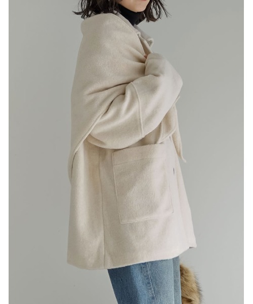 Re:EDIT（リエディ）の「[2点セット]ショール付きステンカラーコート（ステンカラーコート・レディース・ブラウン/チャコール/アイボリー・FREE）」の13枚目の写真