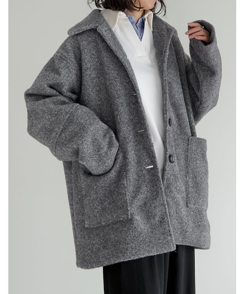 Re:EDIT（リエディ）の「[2点セット]ショール付きステンカラーコート（ステンカラーコート・レディース・ブラウン/チャコール/アイボリー・FREE）」の19枚目の写真