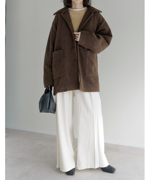 Re:EDIT（リエディ）の「[2点セット]ショール付きステンカラーコート（ステンカラーコート・レディース・ブラウン/チャコール/アイボリー・FREE）」の10枚目の写真