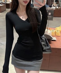 スリムフィット VネックロングスリーブT
