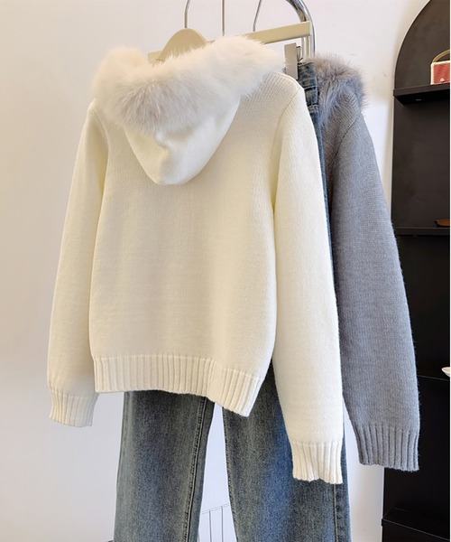 MAISON DE THERESE(メゾン ド テレーズ)の「フード付き ジップカーディガン ビッグファー(カーディガン/ボレロ・レディース・ブラック/グレー/ベージュ/ピンク/ホワイト・M)」の20枚目の写真
