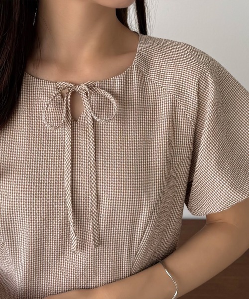 callautia(カラウティア)の「キーネックバルーンスリーブワンピース(ワンピース・レディース・ネイビー/ベージュ/ブラック・SMALL/MEDIUM/LARGE)」の11枚目の写真