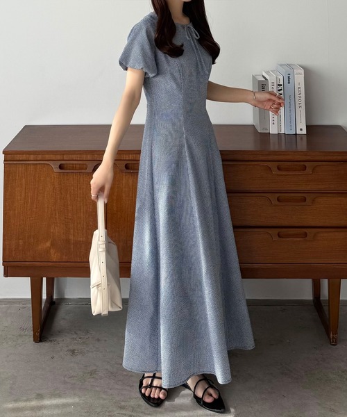 callautia(カラウティア)の「キーネックバルーンスリーブワンピース(ワンピース・レディース・ネイビー/ベージュ/ブラック・SMALL/MEDIUM/LARGE)」の15枚目の写真
