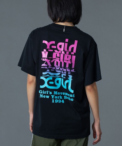 X-girl(エックスガール)の「NOISE LOGO S/S TEE(Tシャツ/カットソー・レディース・ホワイト/ブラック/ブルー・S/M/L/XL)」の2枚目の写真
