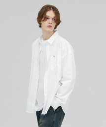 [M~4XL] フローコットンシャツ_ホワイト