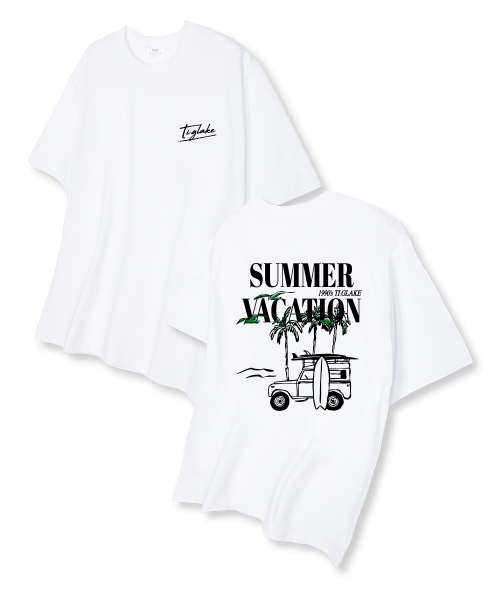 TI.GLAKE(ティーグレイク)の「サマーバケーション オーバーサイズ 半袖Tシャツ ホワイト(Tシャツ/カットソー・レディース・その他・LARGE/X-LARGE/XX-LARGE)」の1枚目の写真