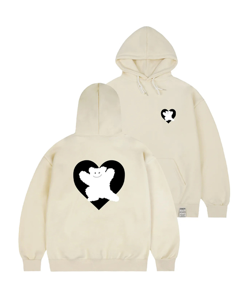 [Юнисекс] Bear Heart Backpack Print — сумка‑клирэм / крем