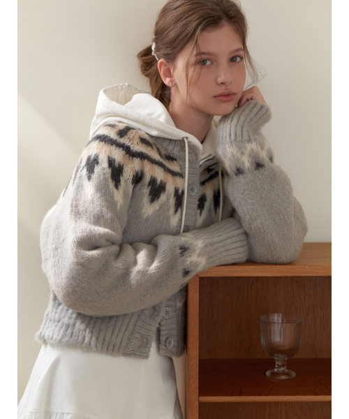 Lodge nordic knit cardigan (gray)