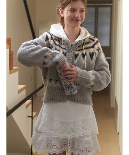 Lodge nordic knit cardigan (gray)