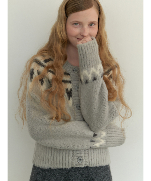 Lodge nordic knit cardigan (gray)