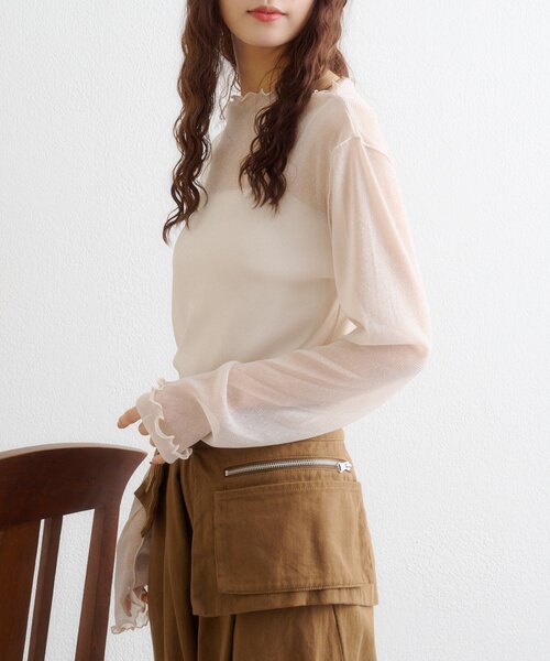 w closet（ダブルクローゼット）の「シアーハイネックプルオーバー（Tシャツ/カットソー・レディース・ブルー/チャコールグレー/アイボリー/レッド・FREE）」の8枚目の写真