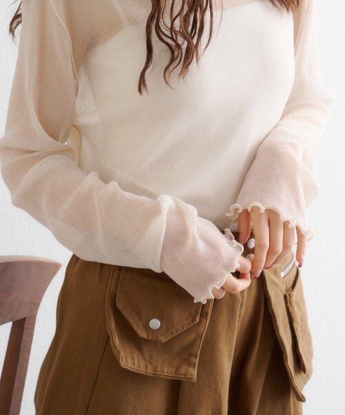 w closet（ダブルクローゼット）の「シアーハイネックプルオーバー（Tシャツ/カットソー・レディース・ブルー/チャコールグレー/アイボリー/レッド・FREE）」の9枚目の写真