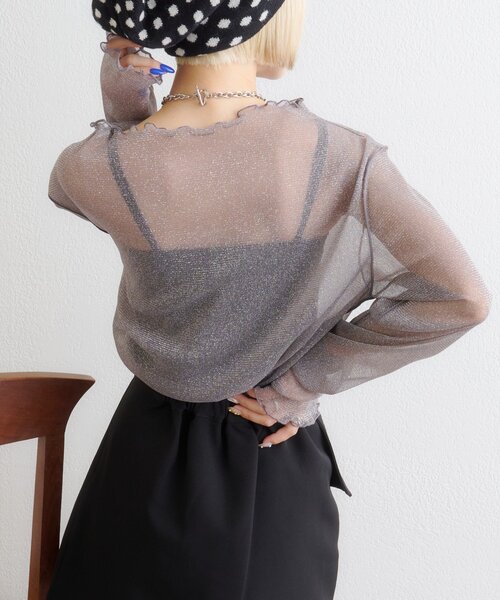 w closet（ダブルクローゼット）の「シアーハイネックプルオーバー（Tシャツ/カットソー・レディース・ブルー/チャコールグレー/アイボリー/レッド・FREE）」の15枚目の写真