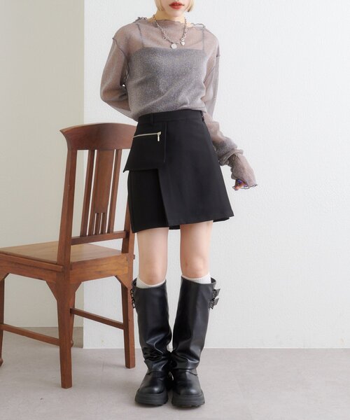 w closet（ダブルクローゼット）の「シアーハイネックプルオーバー（Tシャツ/カットソー・レディース・ブルー/チャコールグレー/アイボリー/レッド・FREE）」の21枚目の写真