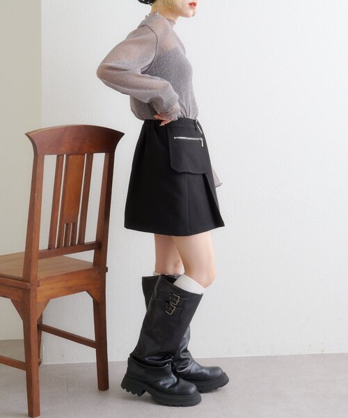 w closet（ダブルクローゼット）の「シアーハイネックプルオーバー（Tシャツ/カットソー・レディース・ブルー/チャコールグレー/アイボリー/レッド・FREE）」の22枚目の写真