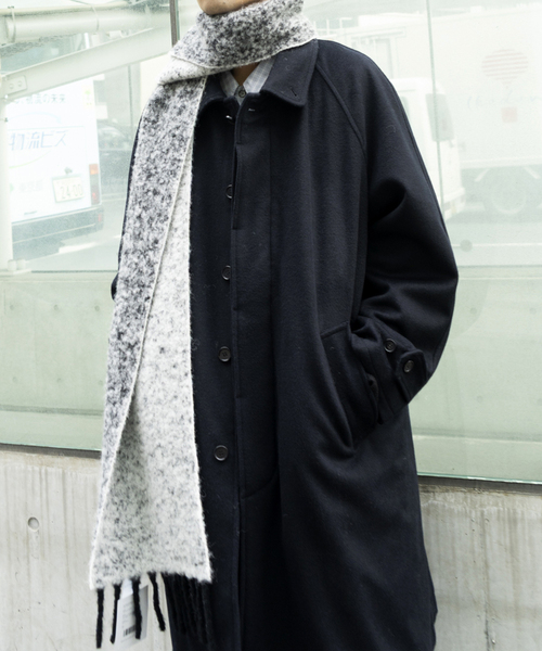 WISM(ウィズム)の「WISM ORIGINAL PRODUCT Balmacaan Coat(ステンカラーコート・メンズ・ネイビー/チャコールグレー・FREE)」の1枚目の写真