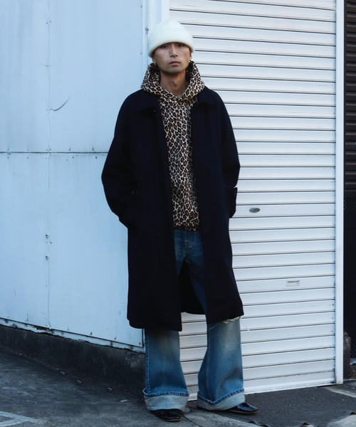 WISM(ウィズム)の「WISM ORIGINAL PRODUCT Balmacaan Coat(ステンカラーコート・メンズ・ネイビー/チャコールグレー・FREE)」の19枚目の写真