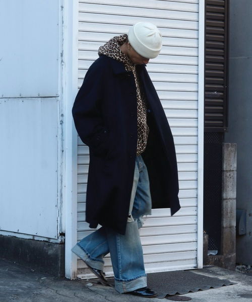 WISM(ウィズム)の「WISM ORIGINAL PRODUCT Balmacaan Coat(ステンカラーコート・メンズ・ネイビー/チャコールグレー・FREE)」の18枚目の写真