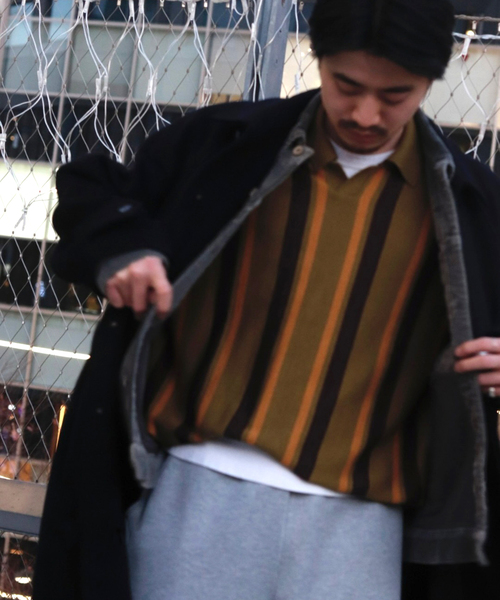 WISM(ウィズム)の「WISM ORIGINAL PRODUCT Balmacaan Coat(ステンカラーコート・メンズ・ネイビー/チャコールグレー・FREE)」の3枚目の写真