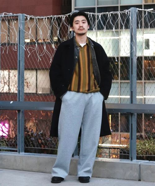 WISM(ウィズム)の「WISM ORIGINAL PRODUCT Balmacaan Coat(ステンカラーコート・メンズ・ネイビー/チャコールグレー・FREE)」の5枚目の写真