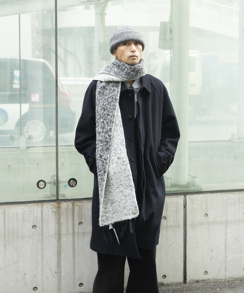 WISM(ウィズム)の「WISM ORIGINAL PRODUCT Balmacaan Coat(ステンカラーコート・メンズ・ネイビー/チャコールグレー・FREE)」の6枚目の写真