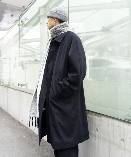 WISM(ウィズム)の「WISM ORIGINAL PRODUCT Balmacaan Coat(ステンカラーコート・メンズ・ネイビー/チャコールグレー・FREE)」の7枚目の写真