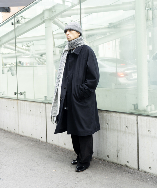 WISM(ウィズム)の「WISM ORIGINAL PRODUCT Balmacaan Coat(ステンカラーコート・メンズ・ネイビー/チャコールグレー・FREE)」の9枚目の写真