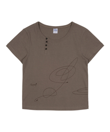 (w) TCM stitch side henley neck T (brown)