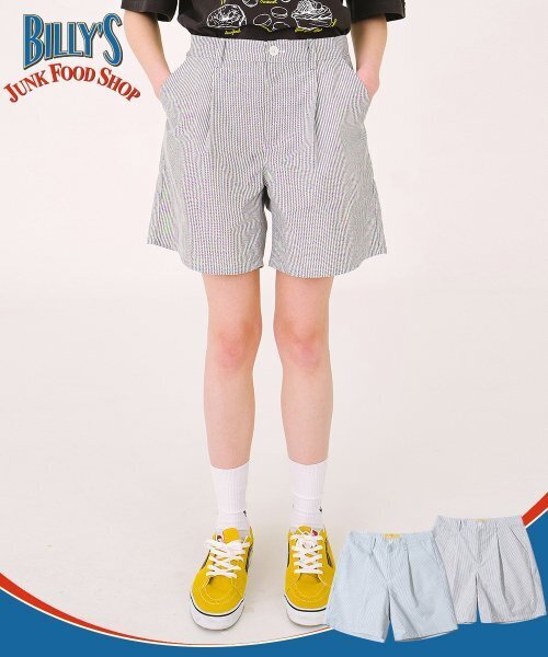 MAINBOOTH（メインブース）の「Billys Oversized Stripe Shorts(GRAY)（その他パンツ・メンズ・その他・3/1/2）」の2枚目の写真