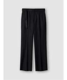 POKER FACE（ポーカーフェイス）の「HERRINGBONE BELTED STRAIGHT FLARE TROUSERS BLACK（スラックス）」
