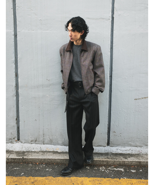 POKER FACE(ポーカーフェイス)の「HERRINGBONE BELTED STRAIGHT FLARE TROUSERS BLACK(スラックス・メンズ・その他・1/2/3)」の4枚目の写真