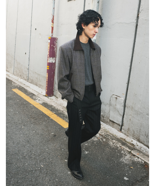 POKER FACE(ポーカーフェイス)の「HERRINGBONE BELTED STRAIGHT FLARE TROUSERS BLACK(スラックス・メンズ・その他・1/2/3)」の5枚目の写真