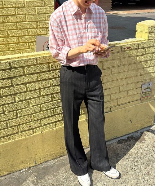POKER FACE(ポーカーフェイス)の「HERRINGBONE BELTED STRAIGHT FLARE TROUSERS BLACK(スラックス・メンズ・その他・1/2/3)」の6枚目の写真