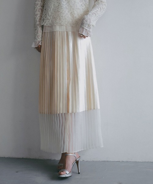 AJUGA.（アジュガ）の「シアーヘム チンツプリーツスカート（スカート・レディース・ブラック/オフホワイト・FREE）」の18枚目の写真